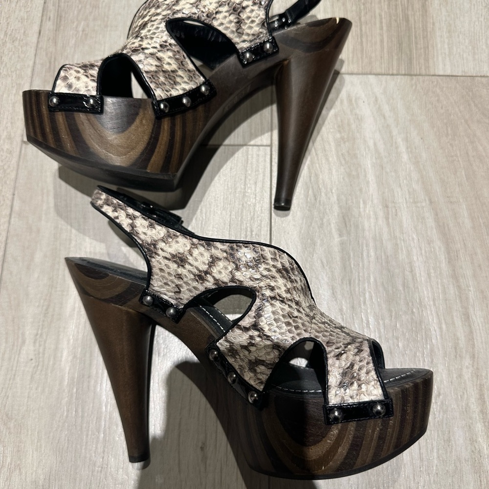 Christian Dior feline sandals wooden platform pumps python - Picture 3 of 4